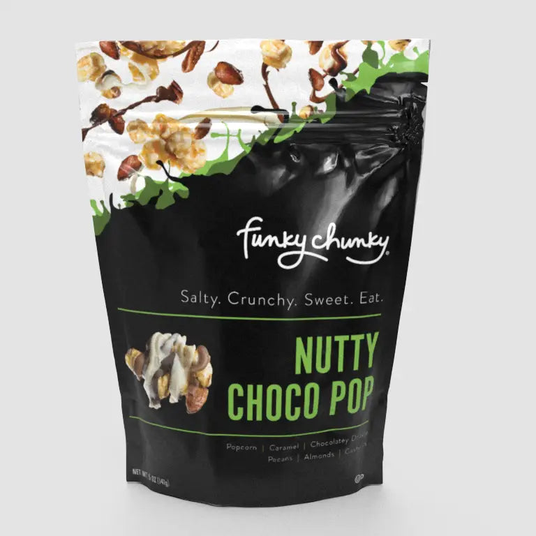 Nutty Choco Pop 5oz Bags | Chocolate Popcorn Core Funky Chunky