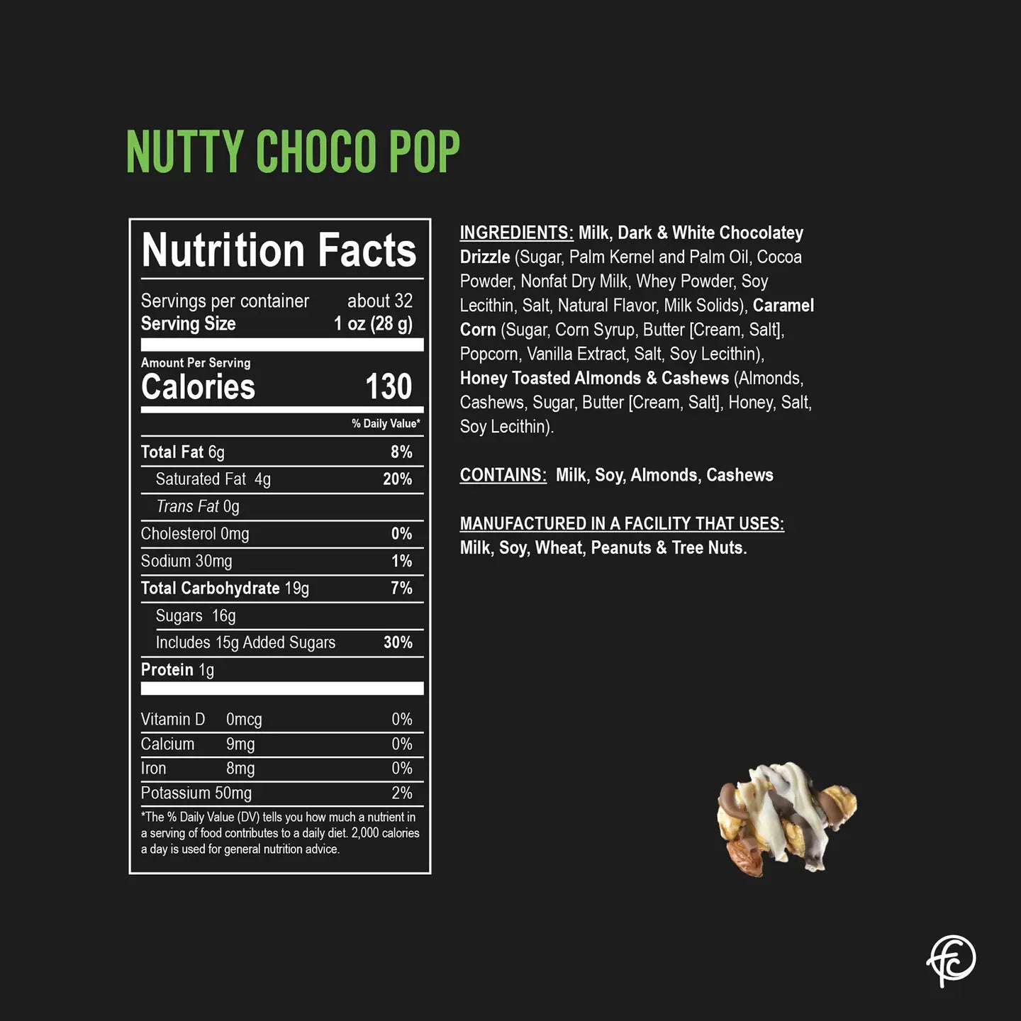 Nutty Choco Pop 5oz Bags | Chocolate Popcorn Core Funky Chunky