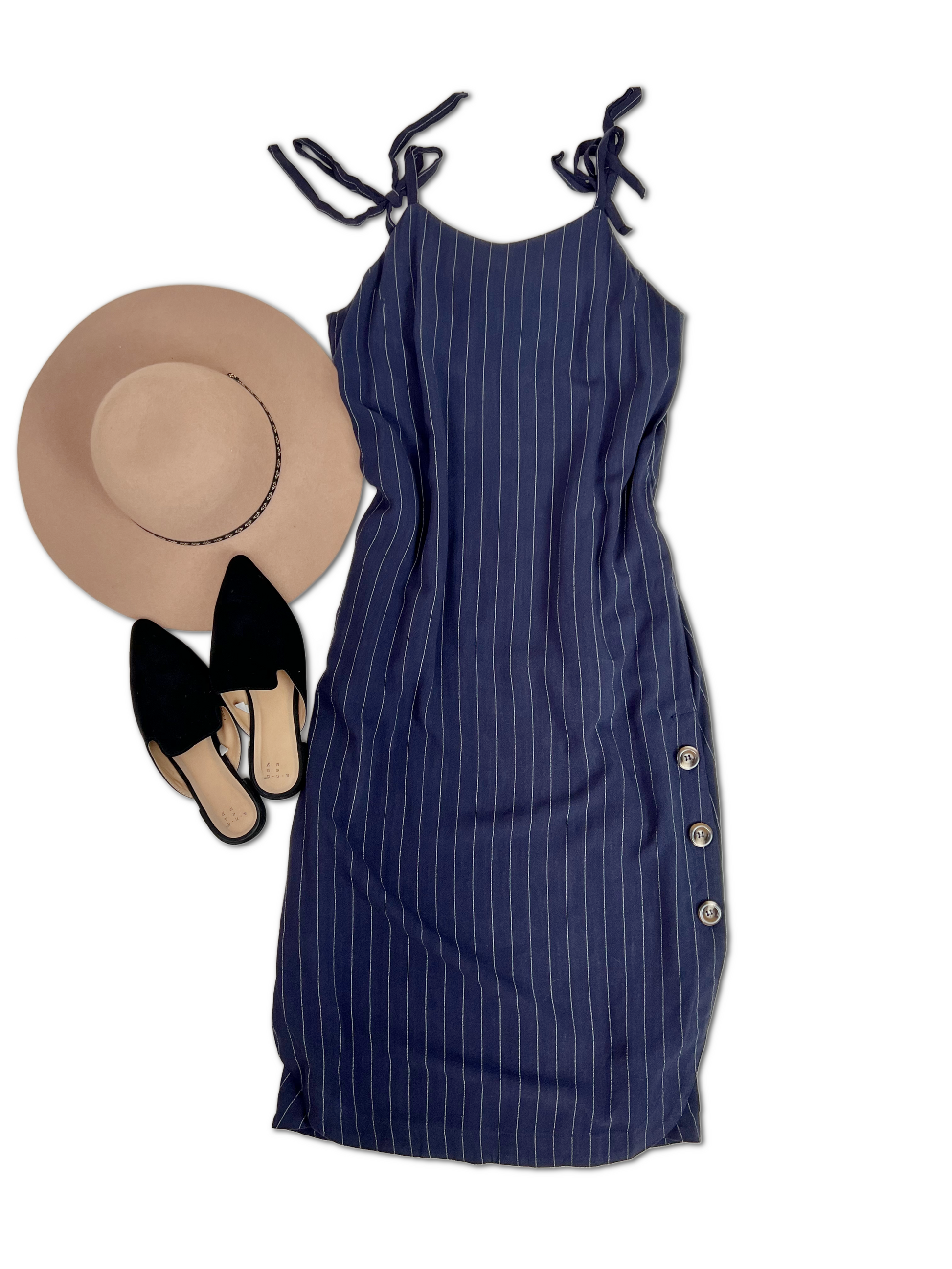 Pinstriped Navy Dress  Boutique Simplified