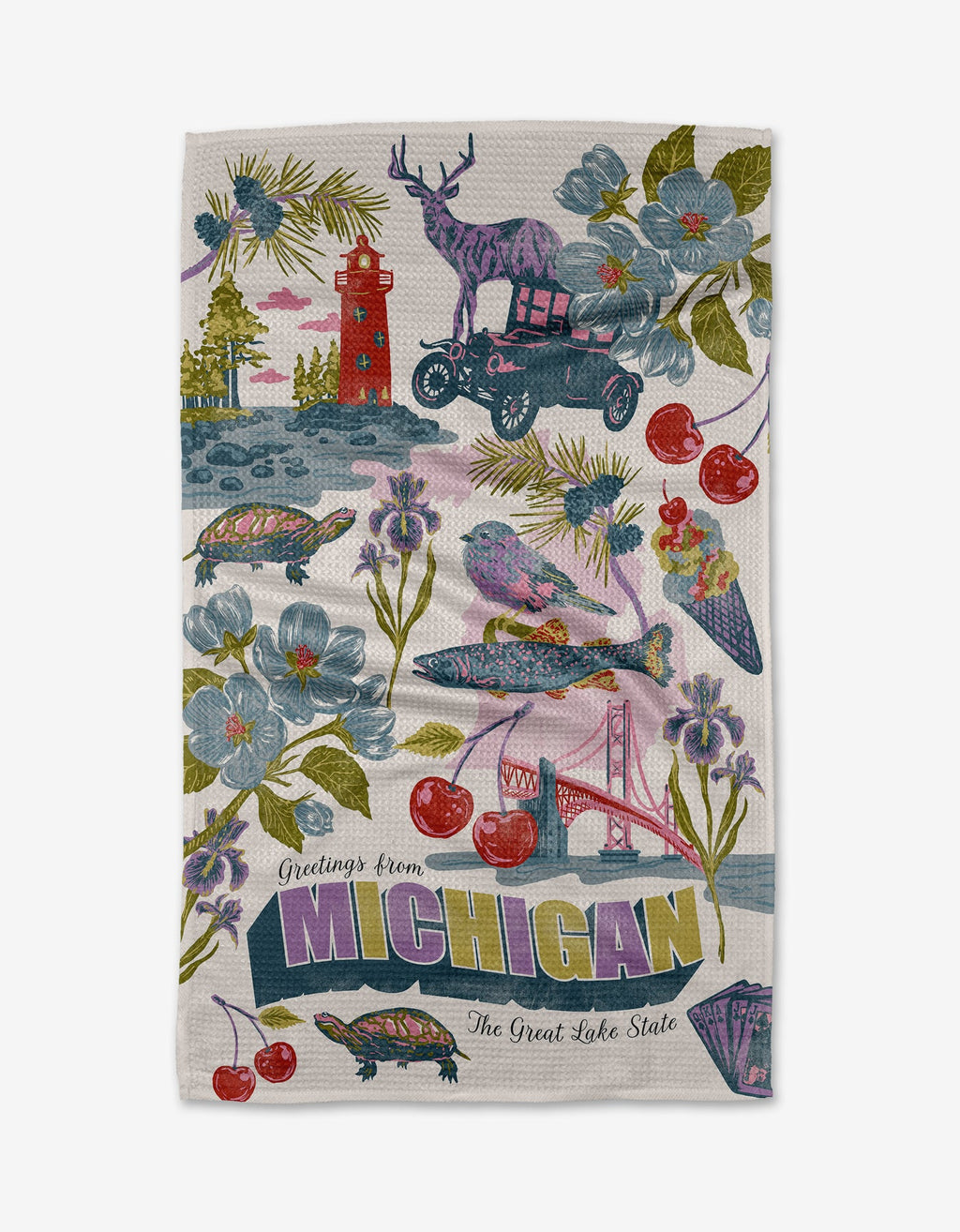 Greetings From Michigan Kitchen Tea Towel