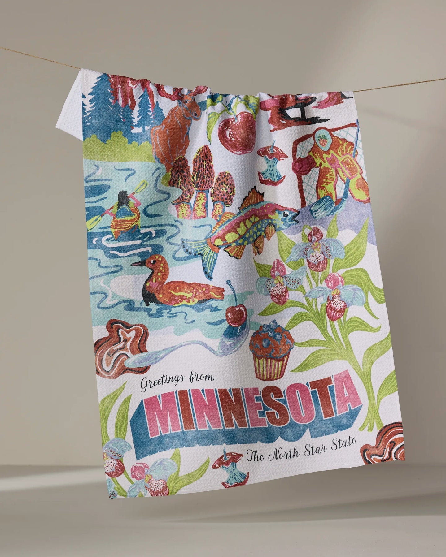 Greetings From Minnesota Kitchen Tea Towel
