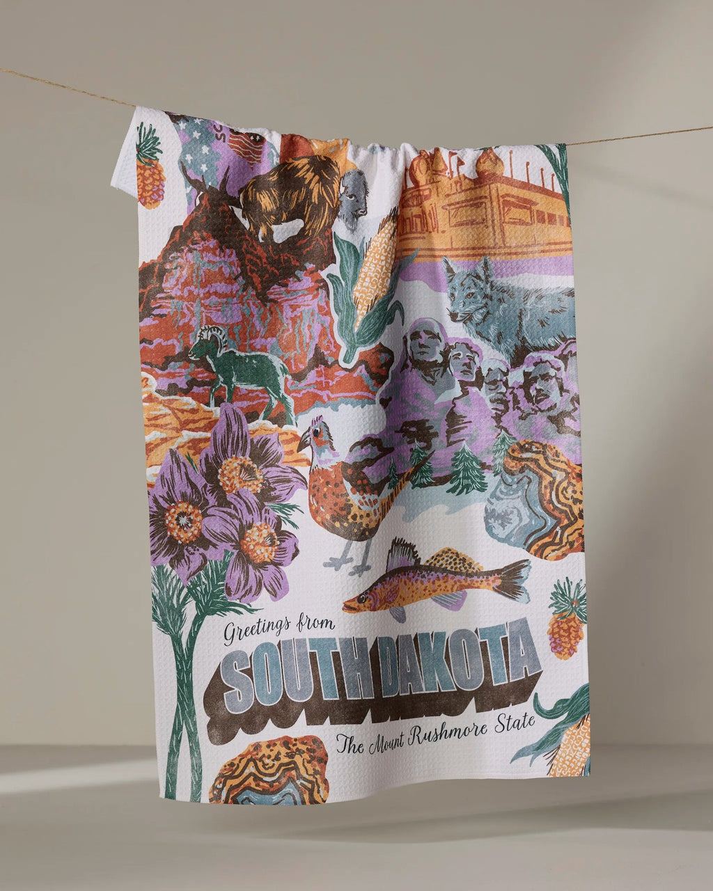 Greetings From South Dakota Kitchen Tea Towel