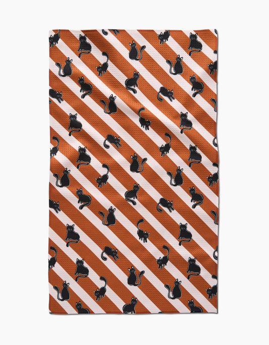 Striped Black Cats Orange - Kitchen Tea Towel