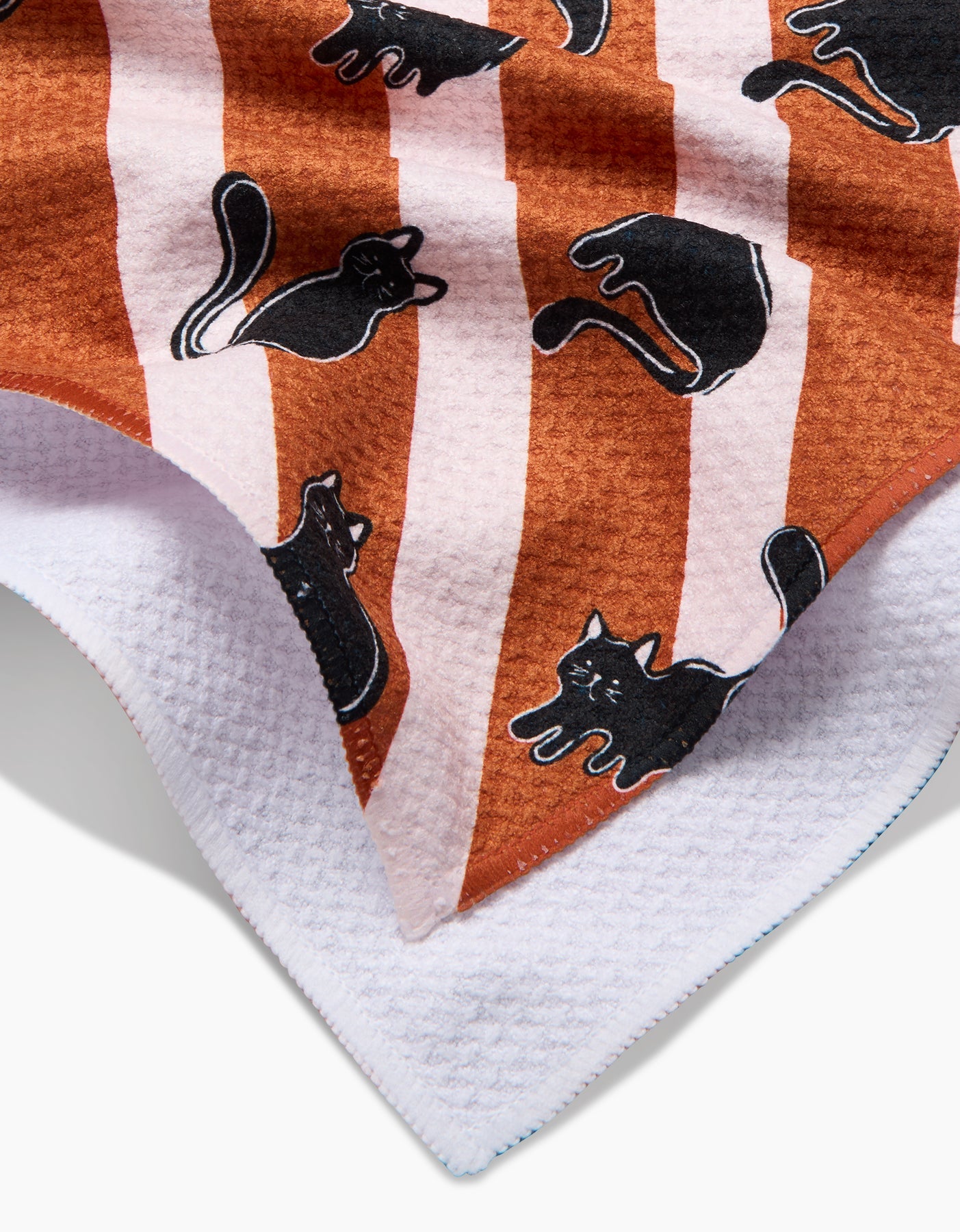 Striped Black Cats Orange - Kitchen Tea Towel