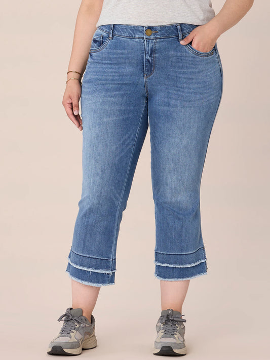 "Ab"solution Plus Size Fray Hem Kick Flare Jean Spring-Summer JOOR - Democracy