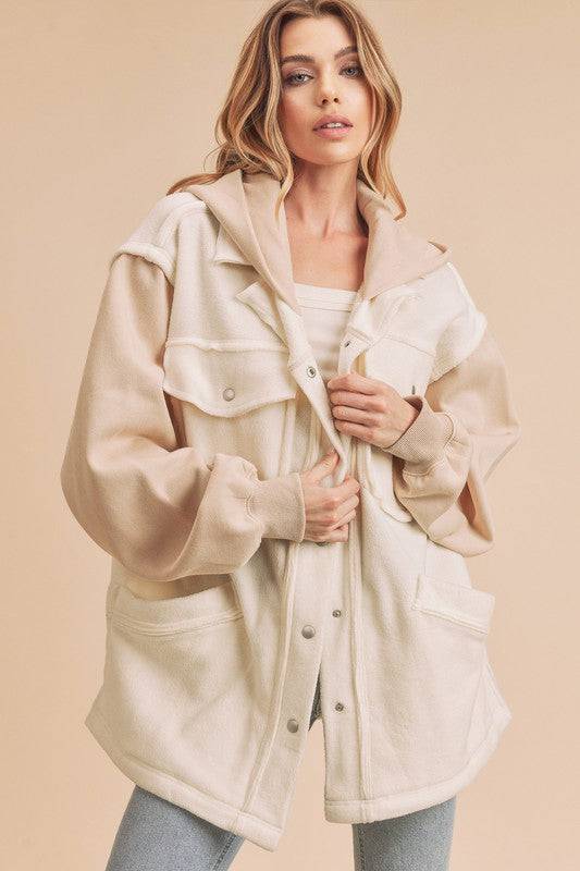 Deema Mixed Material Hoodie Jacket