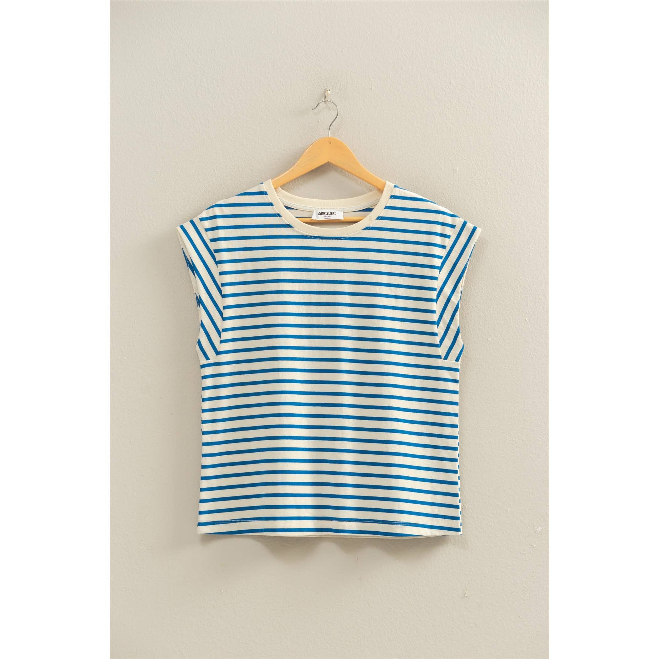 Double Zero - Striped Cap Sleeve Relaxed Everyday Tee