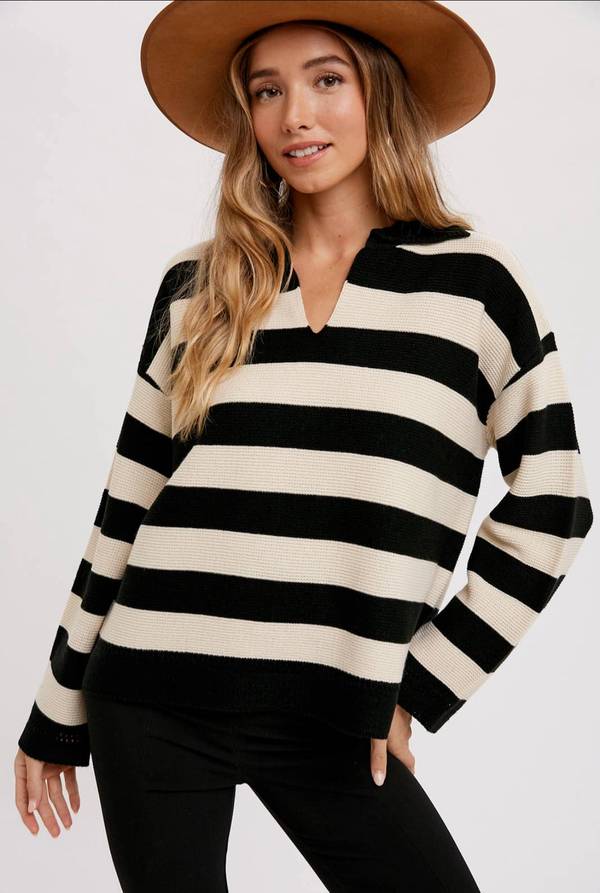 Striped Collared Pullover