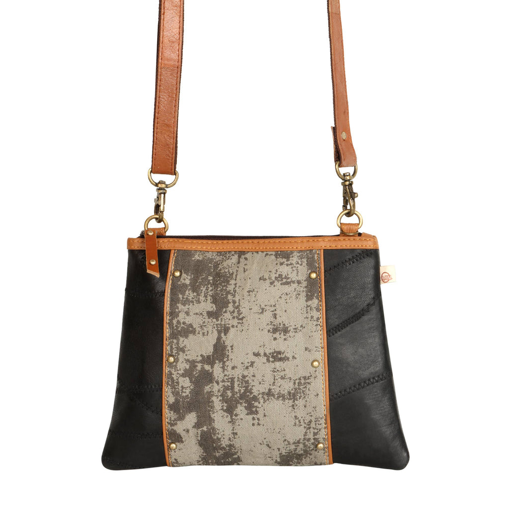Vaan & Co. - Noa Angled Crossbody Bag - Upcycled Leather & Canvas
