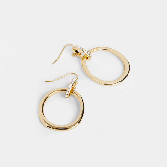 Double Ring Dangles Earrings - Gold Whispers