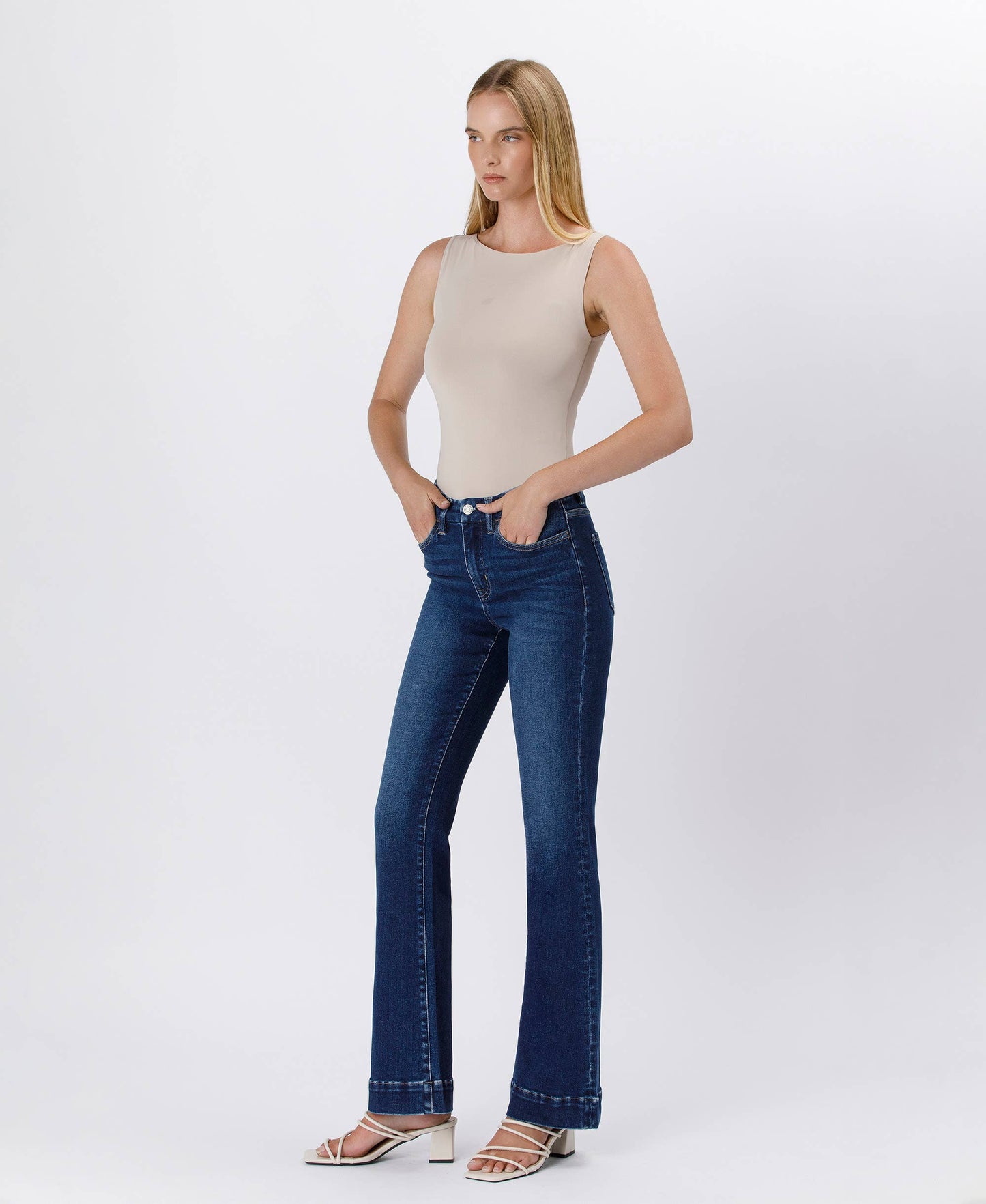 FLYING MONKEY - HIGH RISE TROUSER HEM BOOTCUT JEANS F5865 FLYING MONKEY