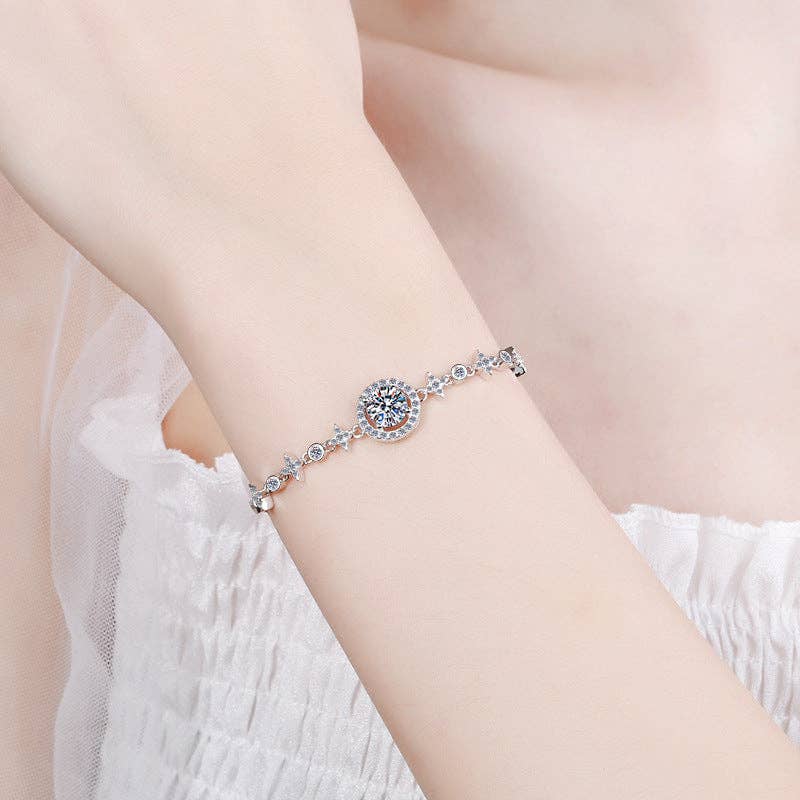 Moissanite Charm Bracelet in 925 Sterling Silver Core Perimade & Co. LLC