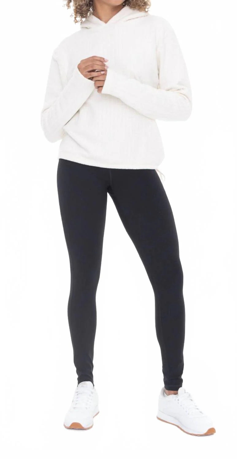 brushed burnout fleece hoodie in white