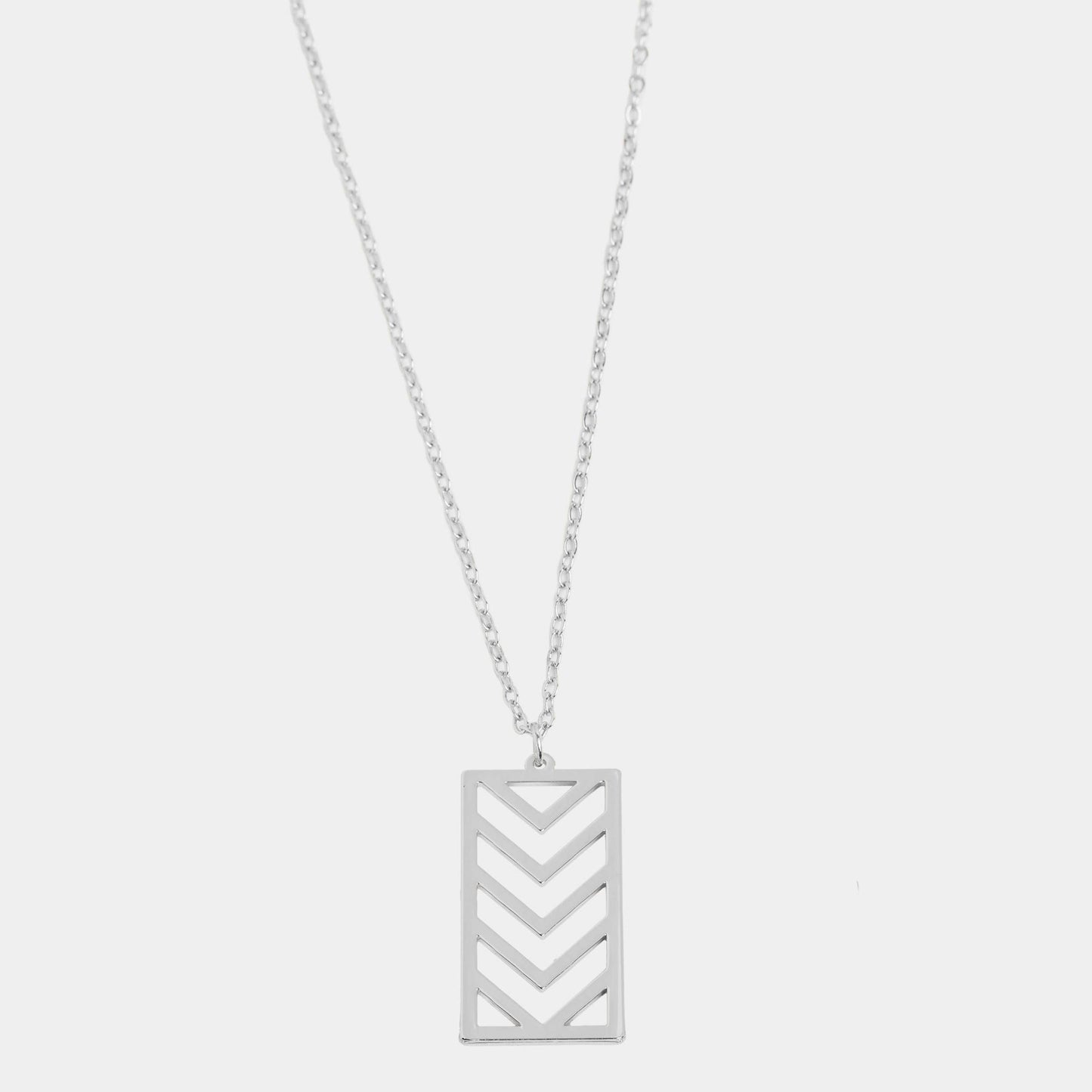 Chevron Drop Necklace - Silver Whispers