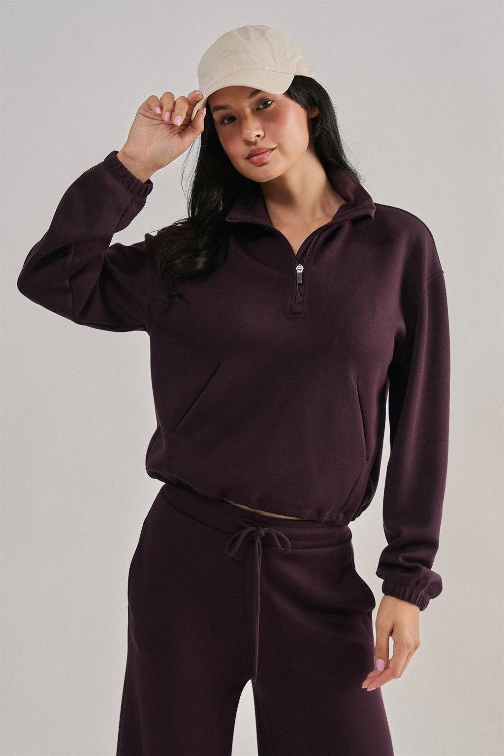 Scuba Knit Half Zip Pullover with Stand Collar