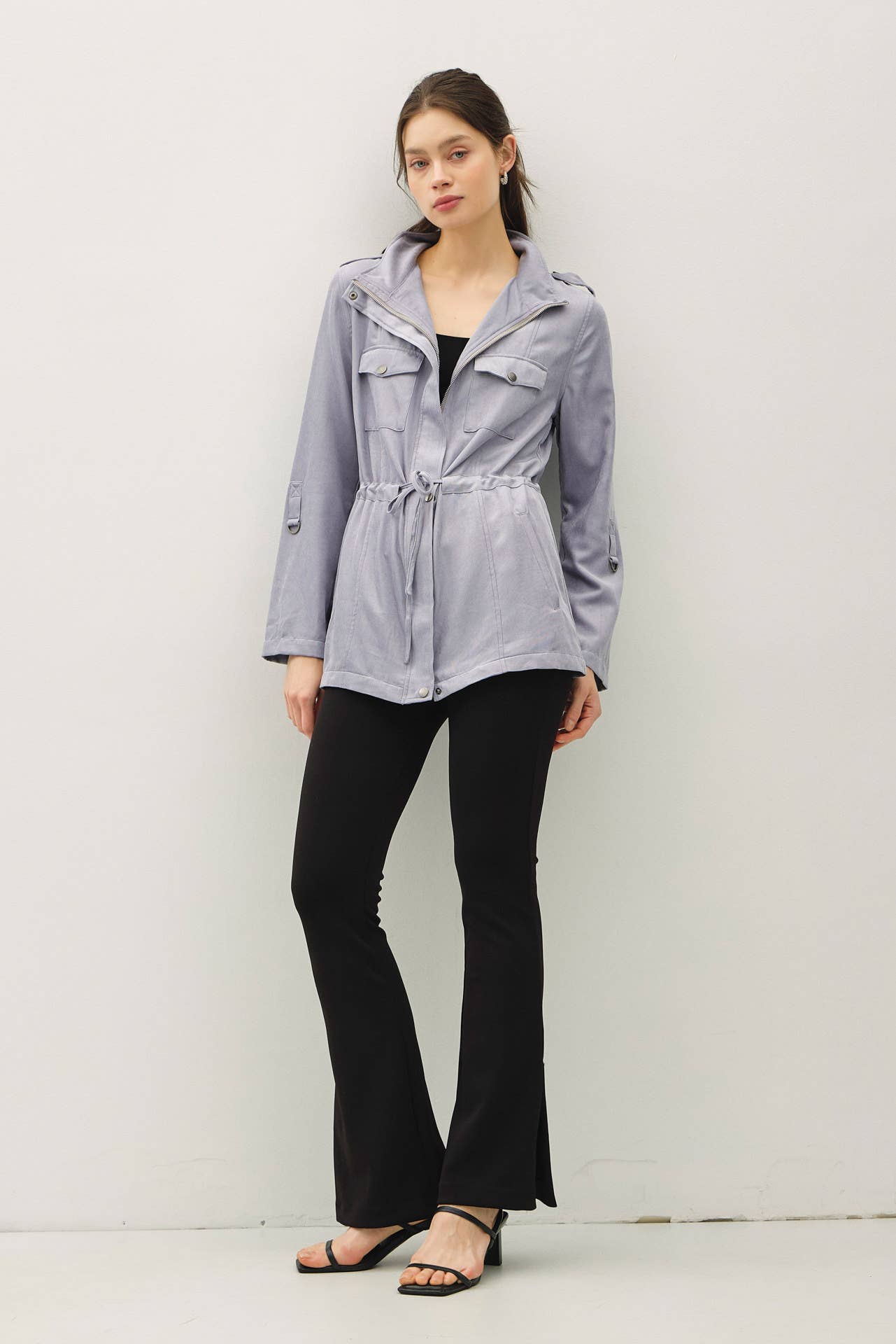 CINCHED WAIST SAFARI CARGO UTILITY JACKET