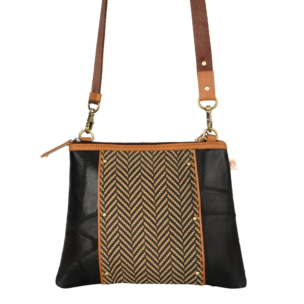 Vaan & Co. - Noa Angled Crossbody Bag - Upcycled Leather & Canvas
