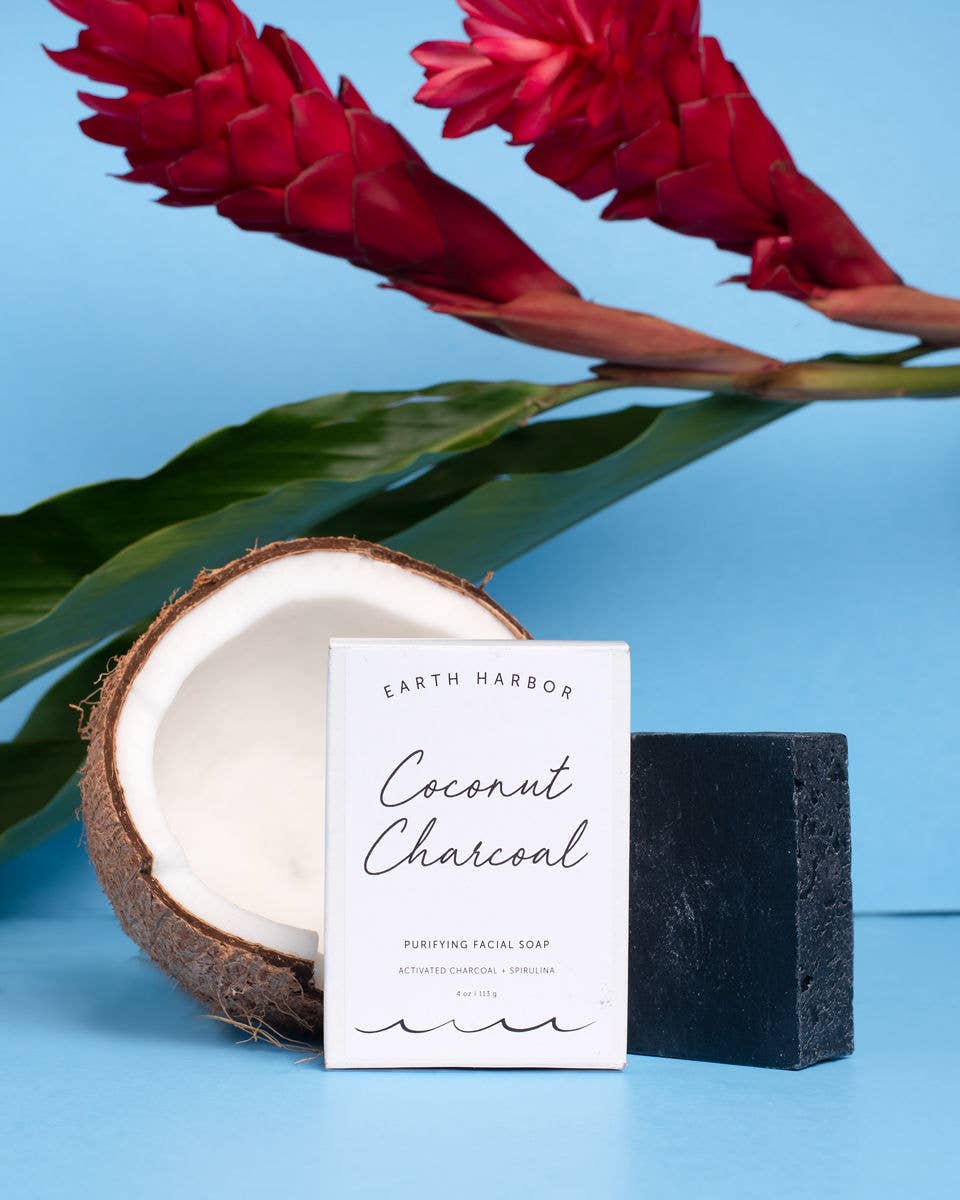 Facial Soap: Coconut Charcoal + Spirulina Core Earth Harbor Naturals