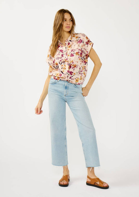 Lovestitch - Twist Front Dolman Sleeve Button Down Top Lovestitch