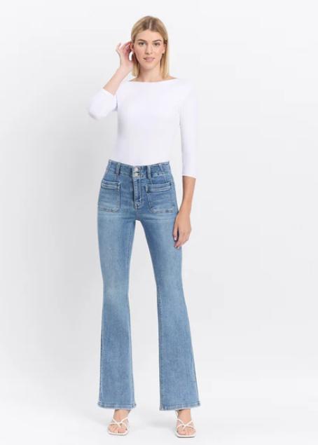 Guiltless High Rise Front Pocket Flare Jean