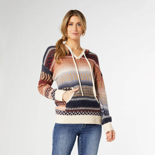 Redwood & Navy Elvira Aztek Hooded Sweater Fall-Winter COCO + CARMEN