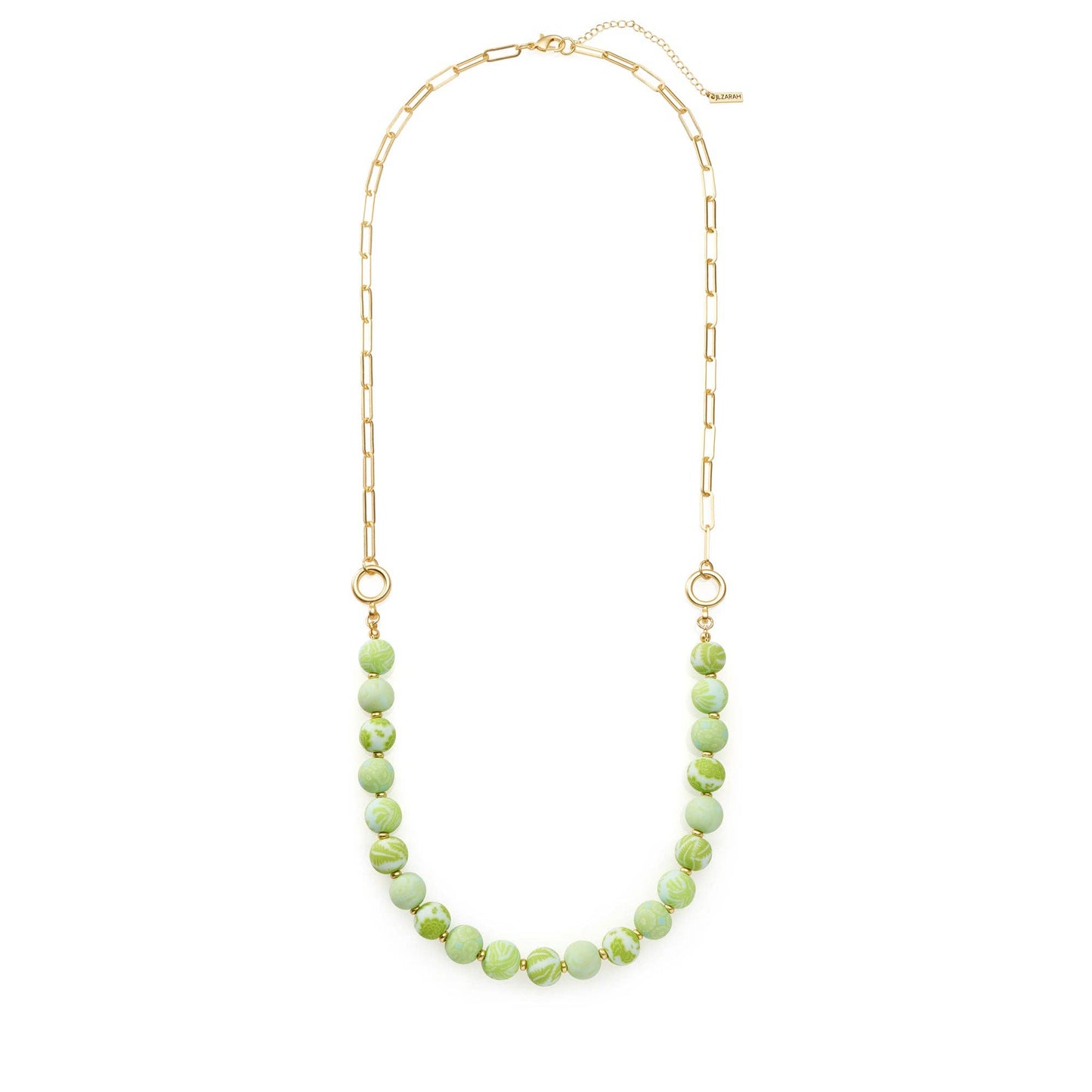 Seaside Green Link Beaded Long Necklace Spring-Summer JILZARAH