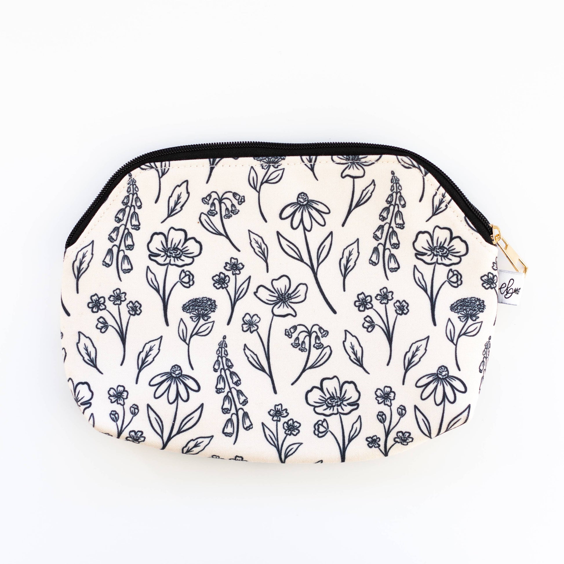 Ivory Pressed Floral Zipper Pouch Spring-Summer Elyse Breanne Design