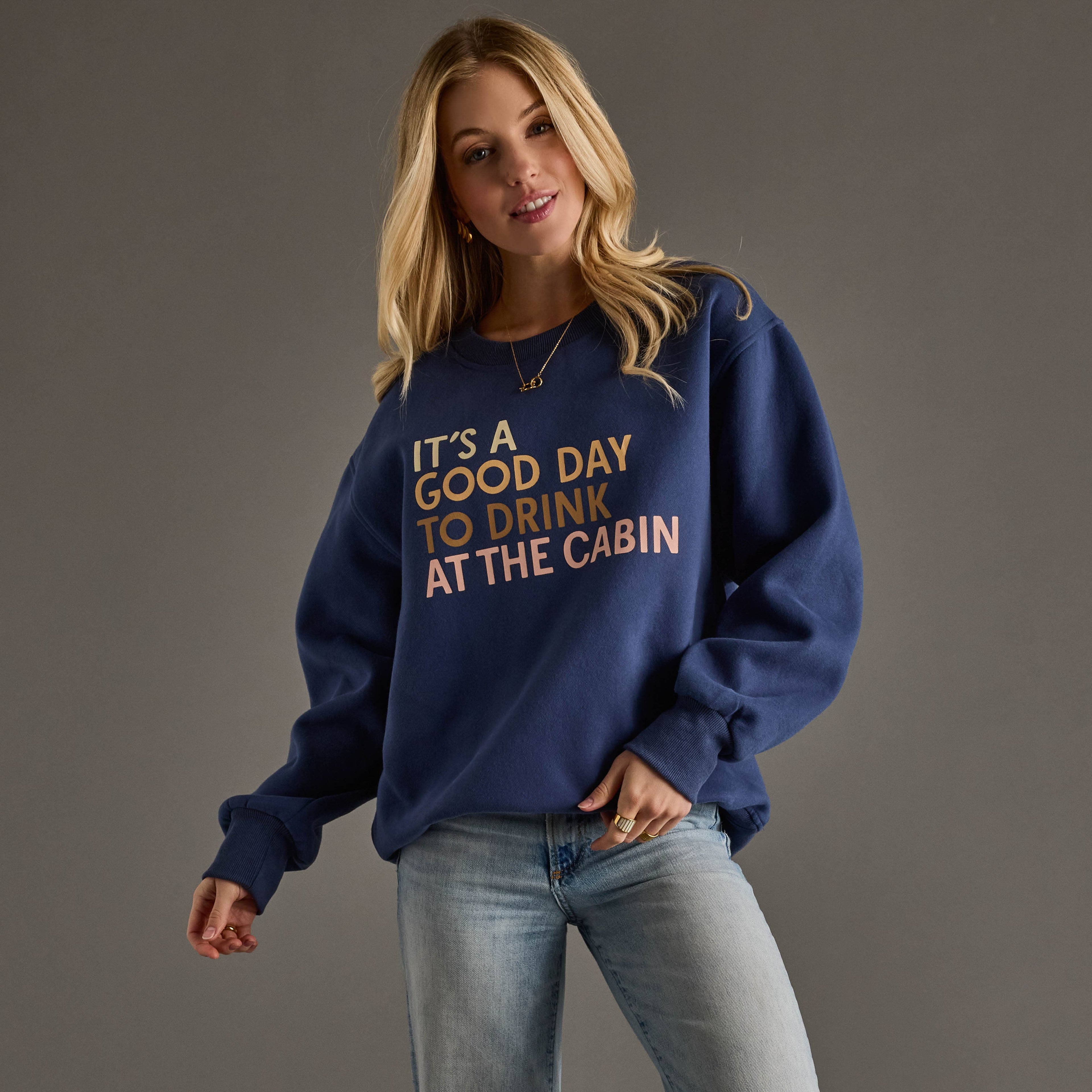 Dark Blue Drink At The Cabin Sweatshirt