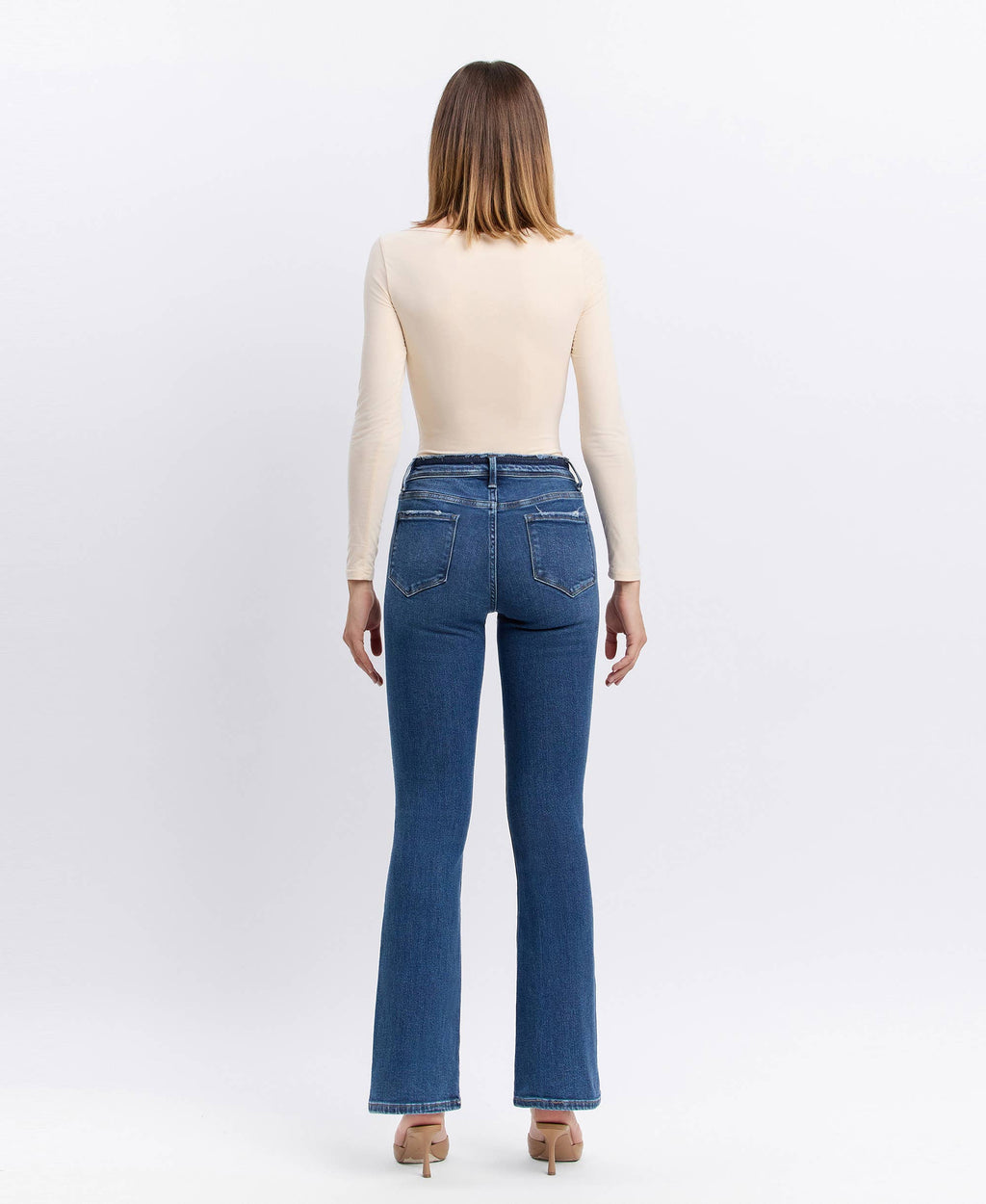 AMETHYST MID RISE SEAMLESS WAISTBAND BOOTCUT JEANS VERVET by FLYING MONKEY