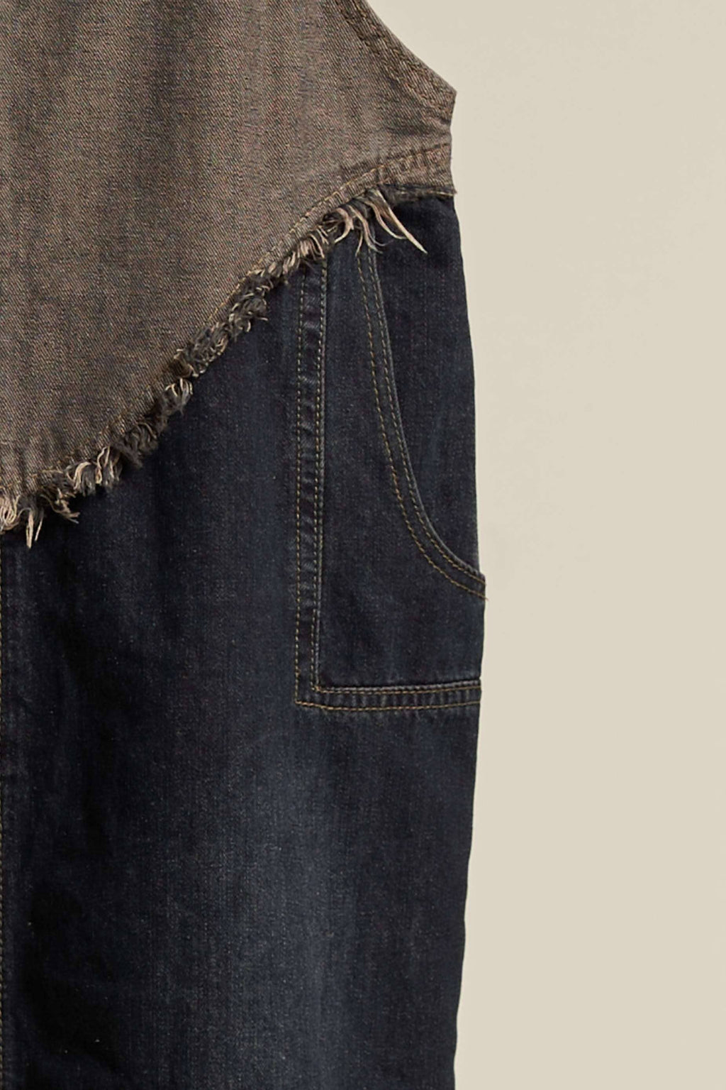 Denim Overall Dress | Trendy Denim Color Block Overall Dress