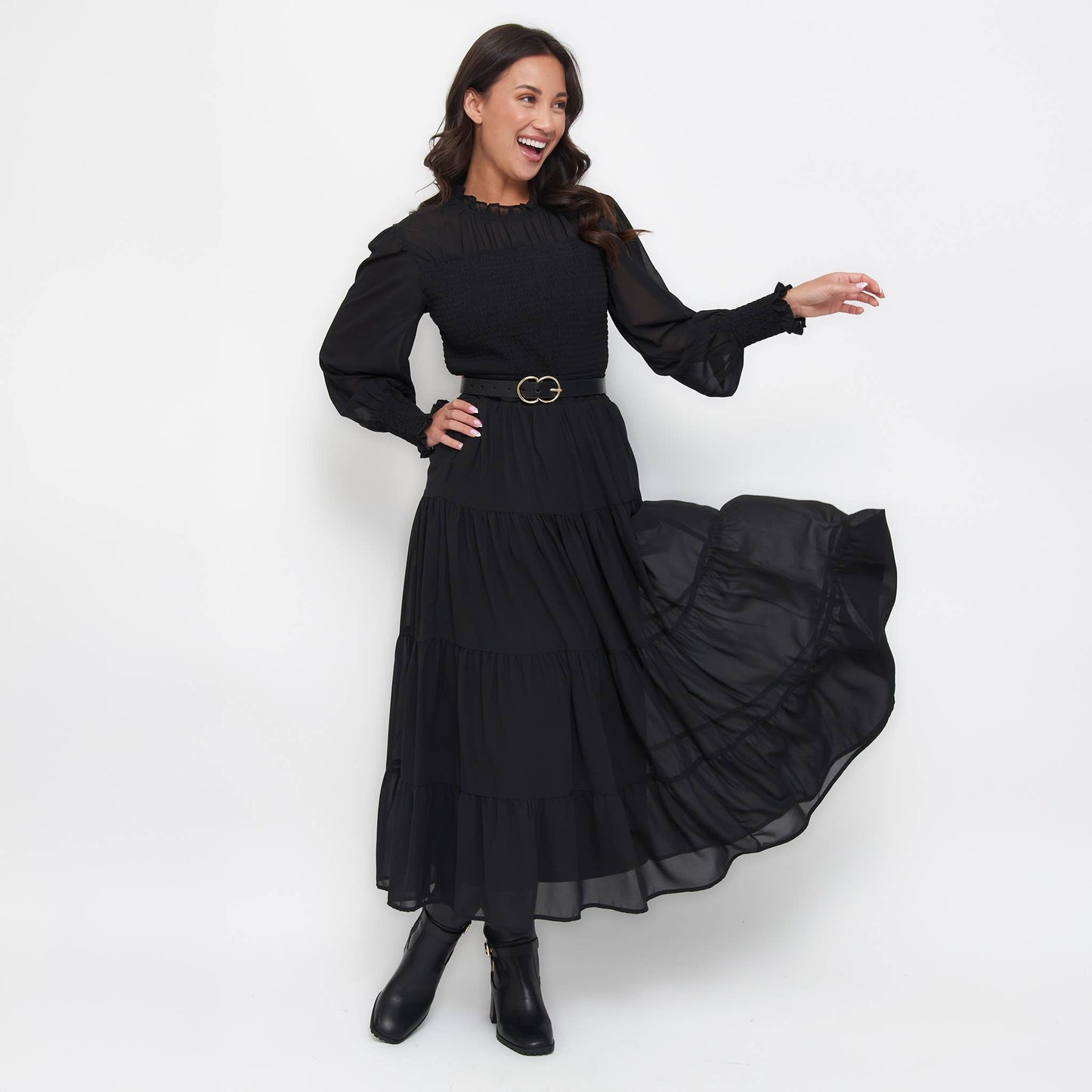 Elsie & Zoey - Hazel Georgette Tiered Maxi Skirt