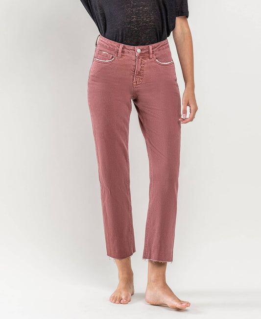 WINE TUMMY CONTROL HIGH RISE CROP STRAIGHT JEANS Fall-Winter Lovervet by VERVET