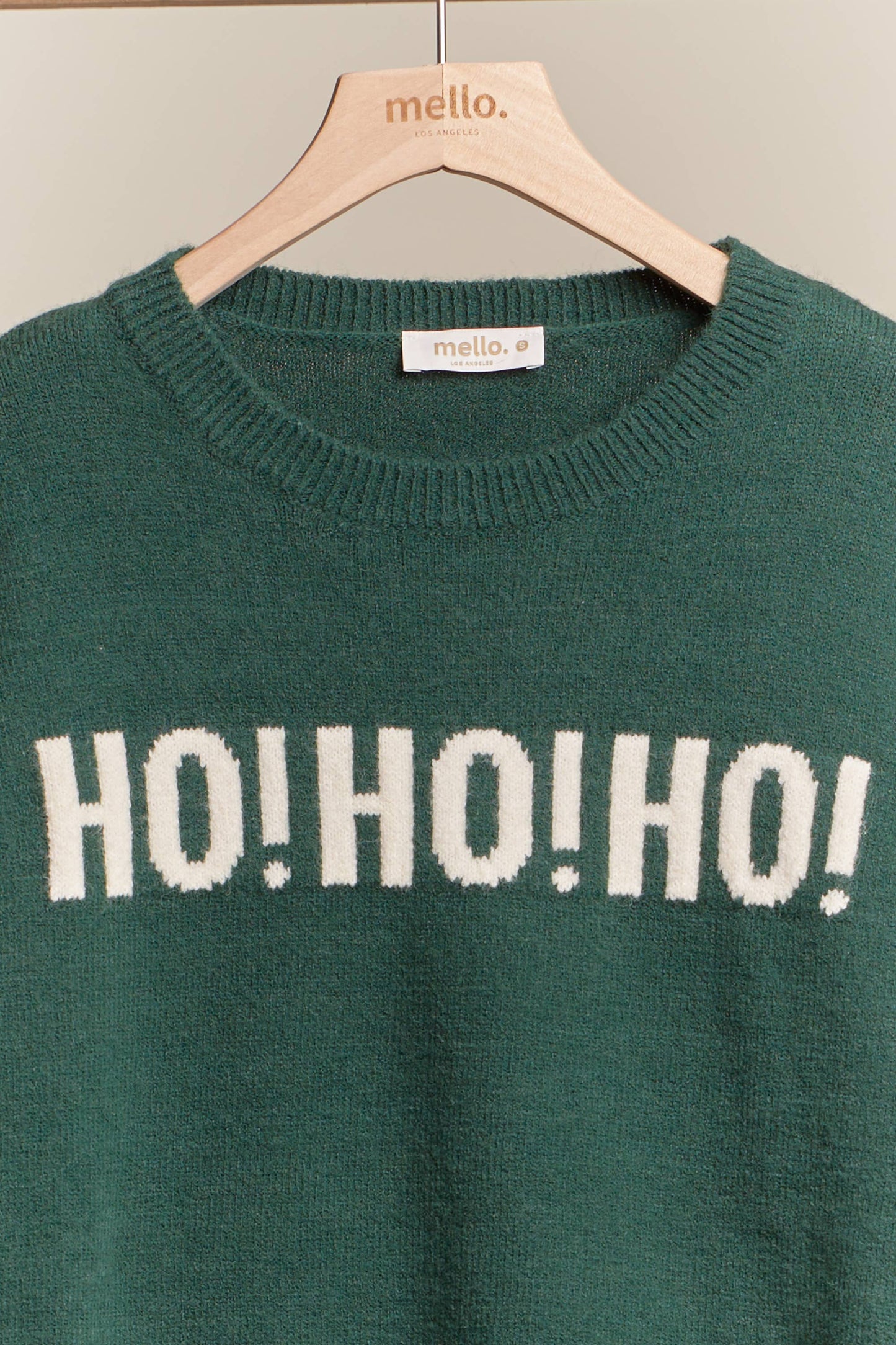 Green Christmas Sweater with Lettering Fall-Winter Mello.