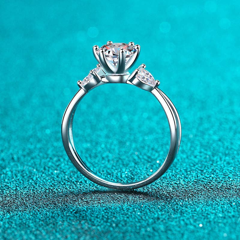 Six-Prong Moissanite Flower Ring in 925 Sterling Silver Core Perimade & Co. LLC