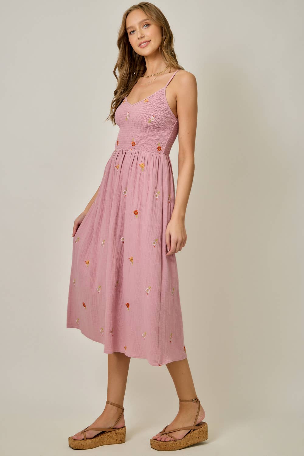 Floral Embroidered Double Gauze Dress
