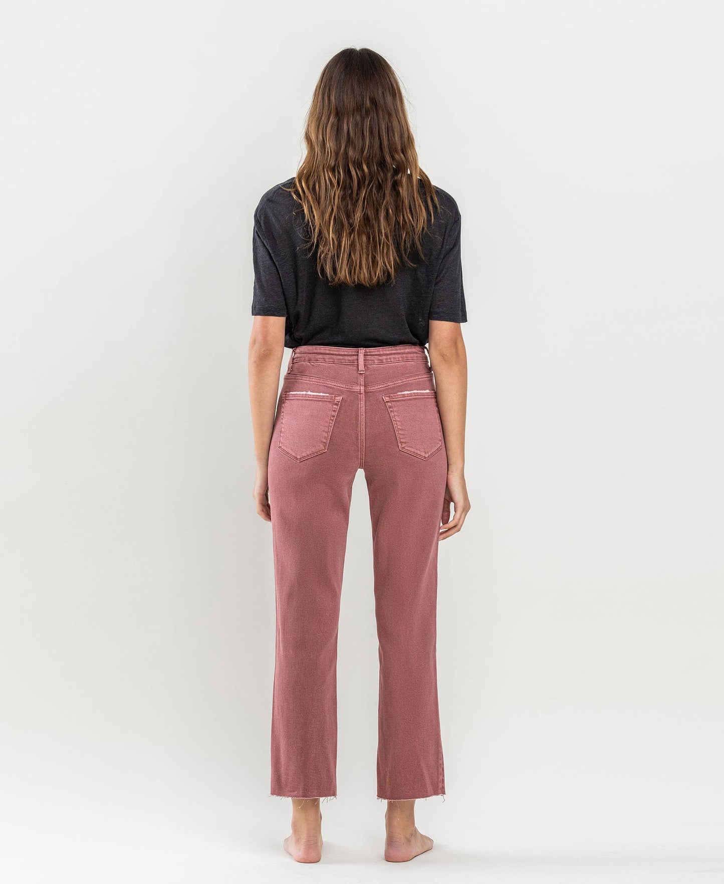 WINE TUMMY CONTROL HIGH RISE CROP STRAIGHT JEANS Fall-Winter Lovervet by VERVET