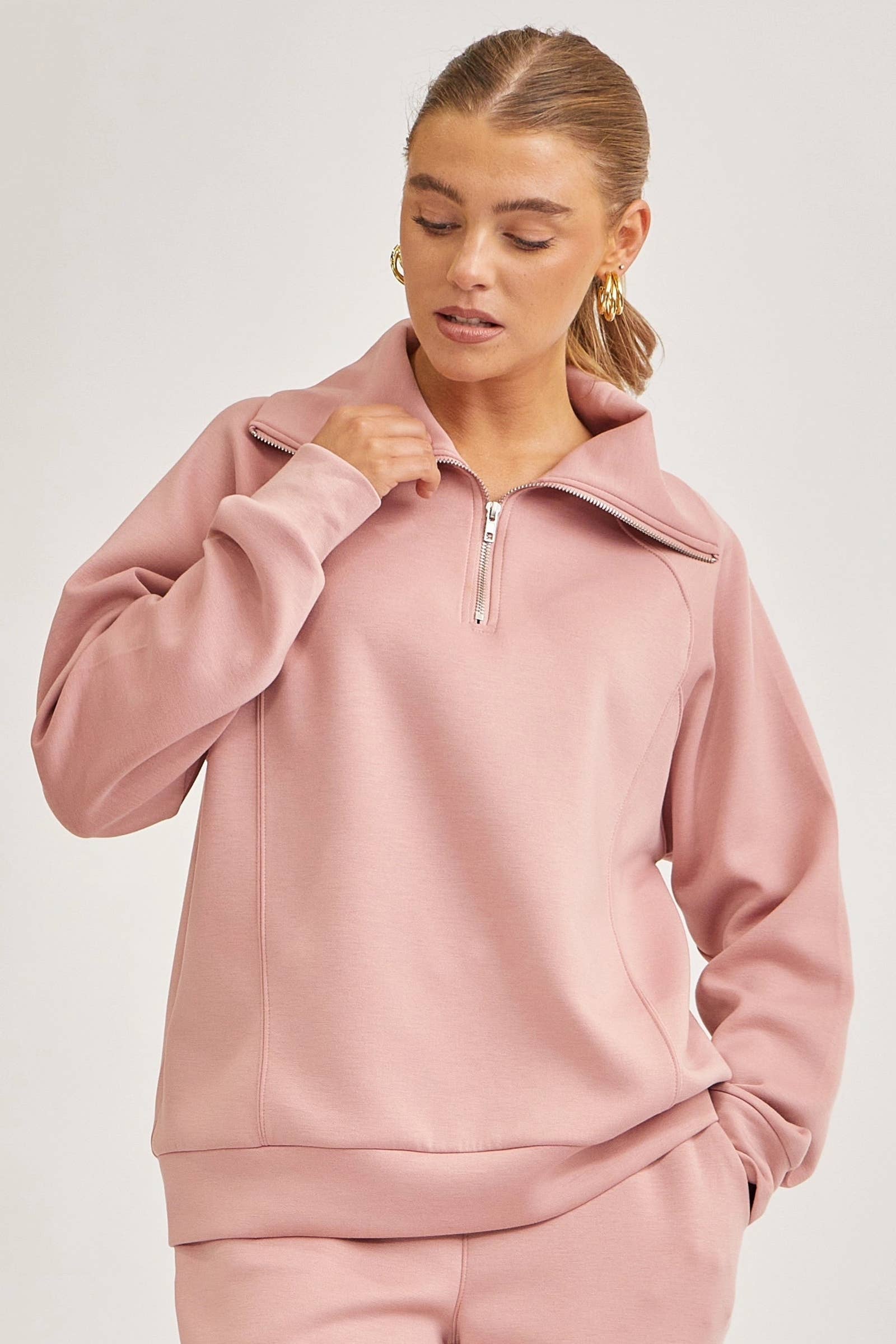 Quarter Zip Pullover MODAL TOP Dear Scarlett