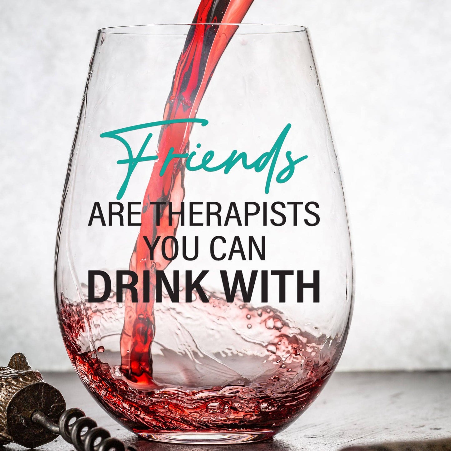 Friends are Therapists You Can Drink With 15oz Wine Glass Core Cedar Crate Market