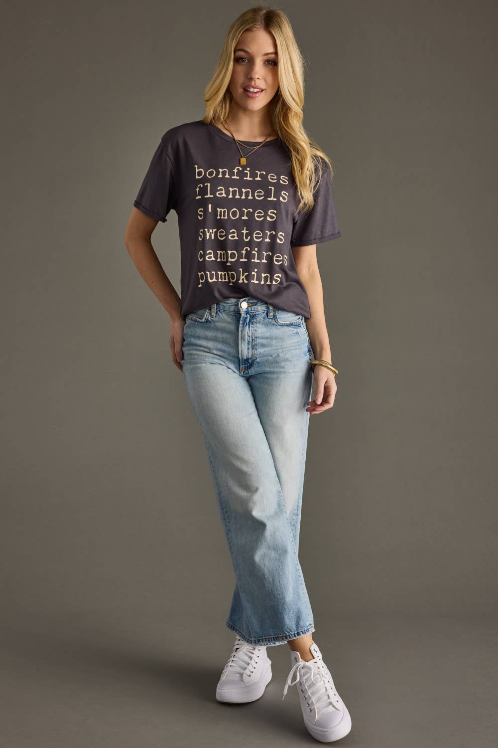 Bonfires, Flannels, S'mores Tee - Charcoal
