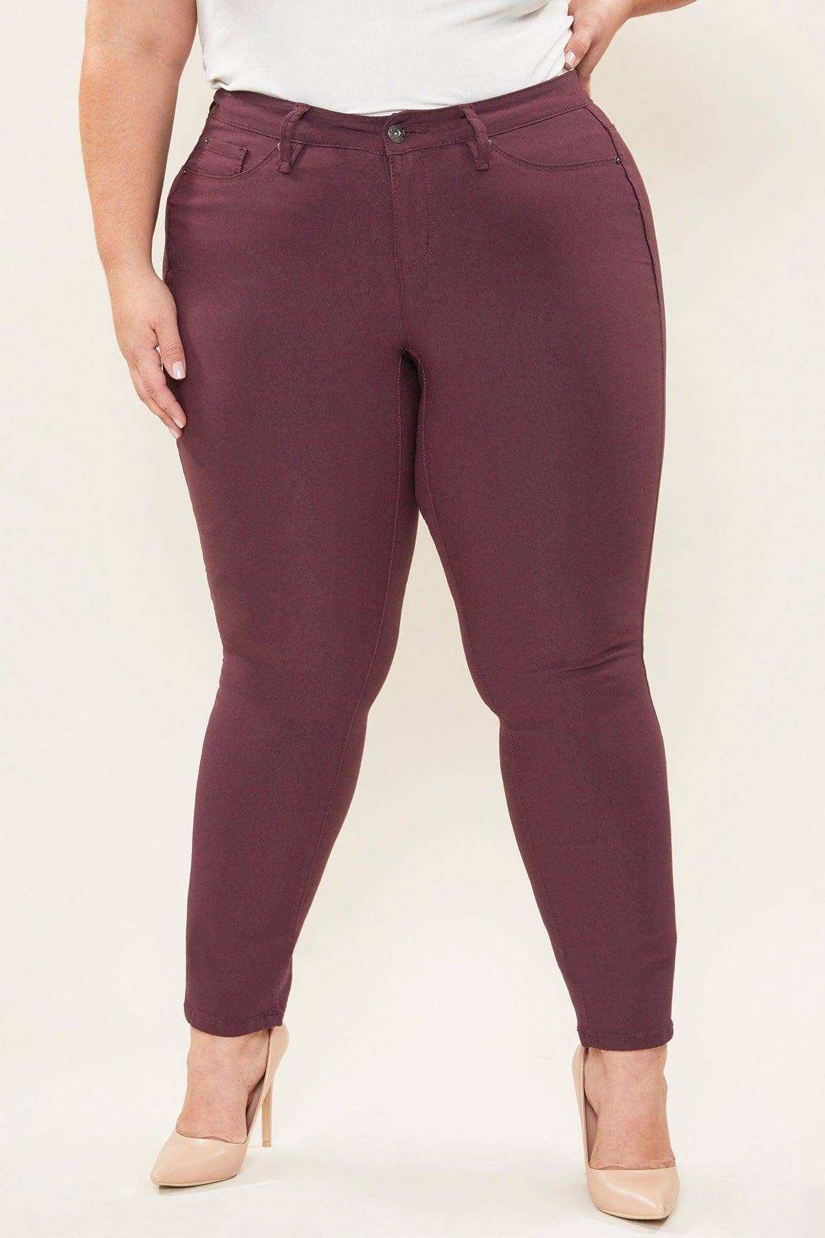 Missy Plus Size Hyperstretch Skinny Jean: DARK BERRY Spring-Summer YMI