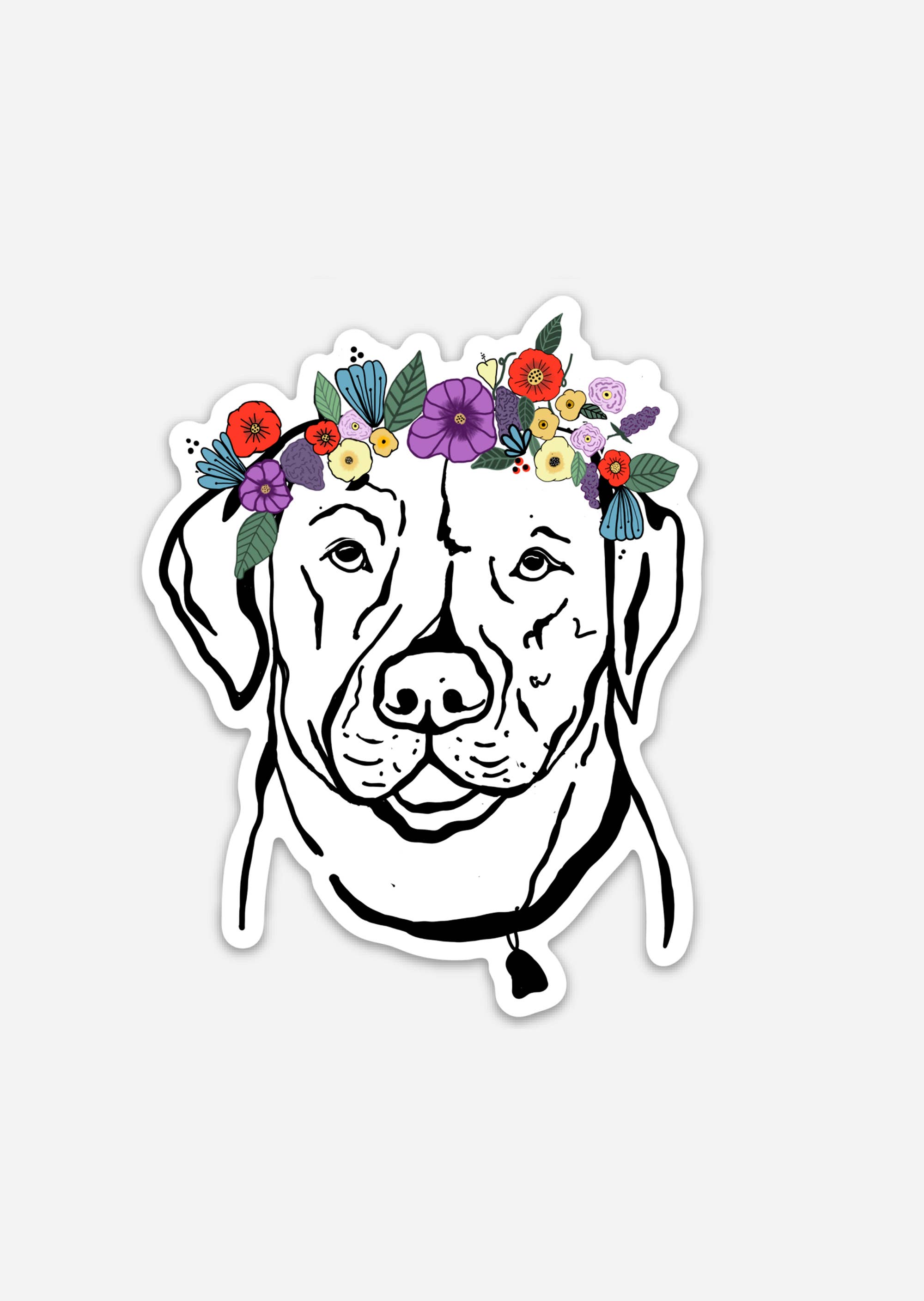 Pawsome Petals: Floral Crown Pup Sticker