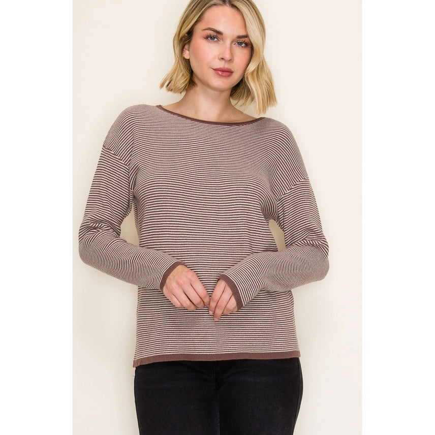Mini Waffle Textured Mocha Sweater