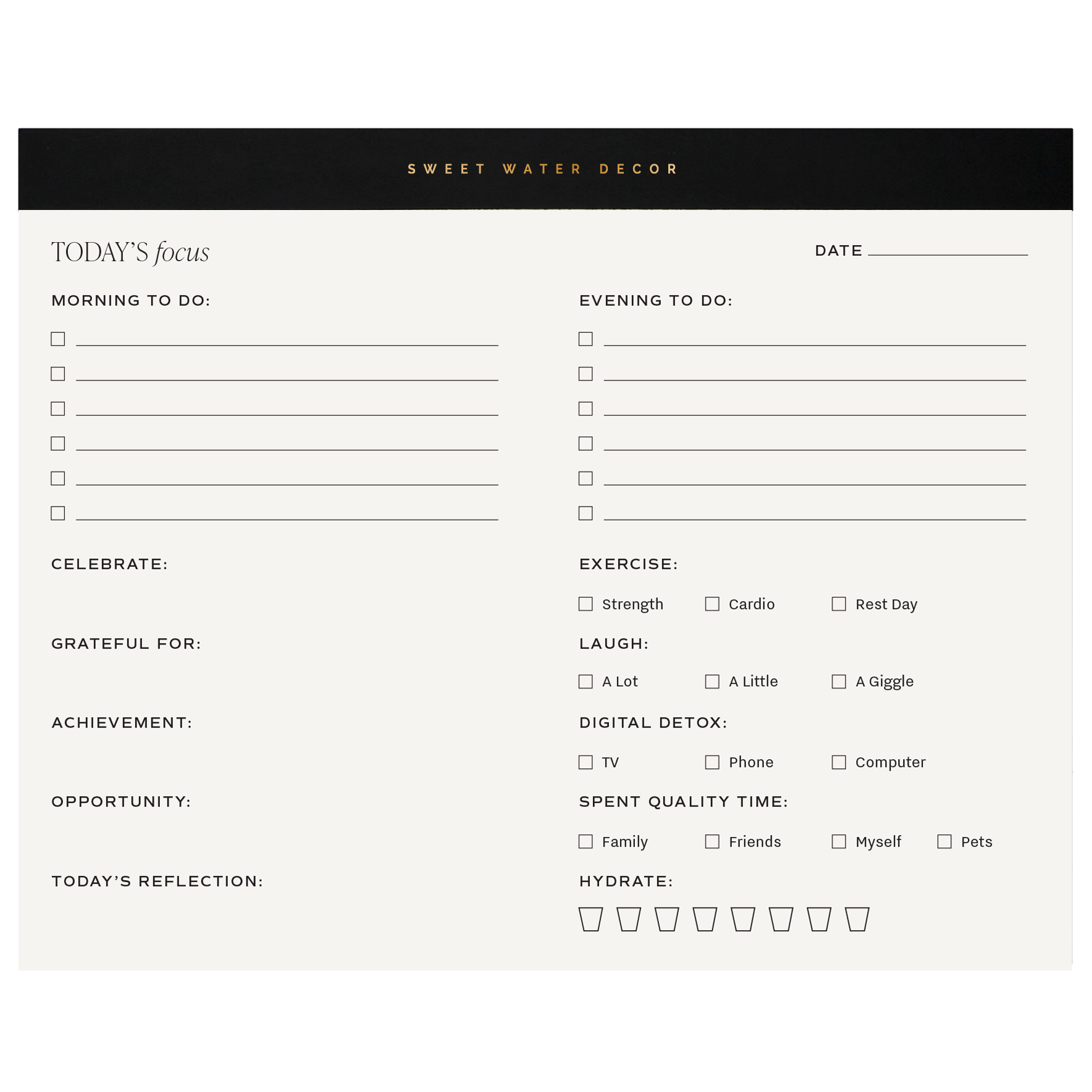 Daily Task List & Self Care Notepad – Motivational Stationery for Desk