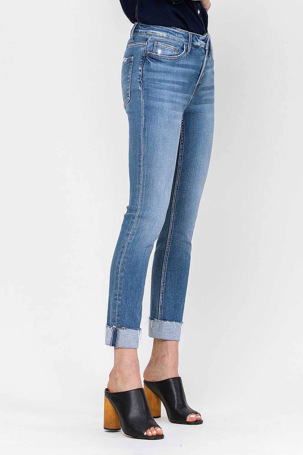 JANET MID RISE CUFFED CROPPED STRAIGHT JEANS Spring-Summer FLYING MONKEY
