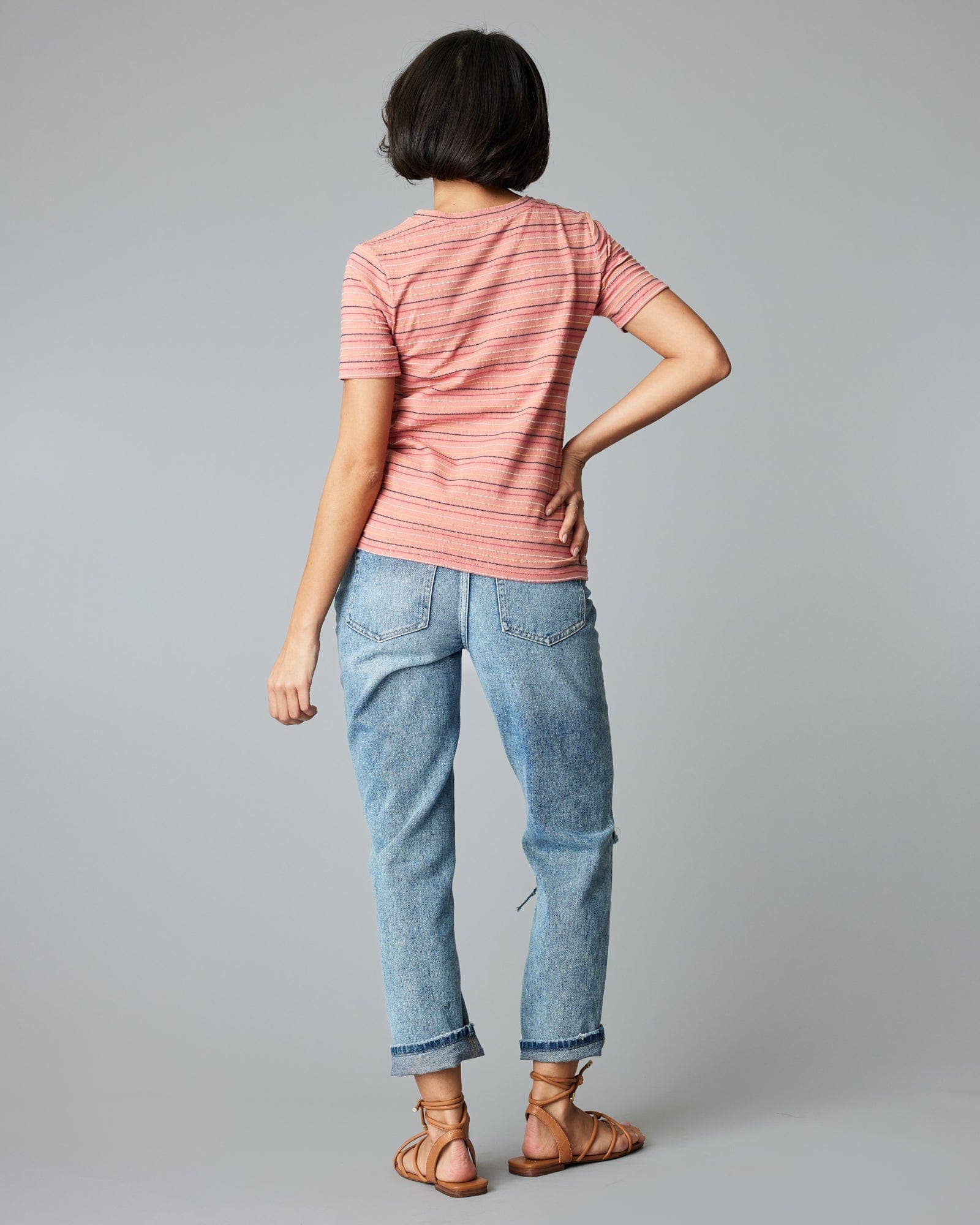 V-Neck Stripe Tee: 3D Stripe Spring-Summer Downeast