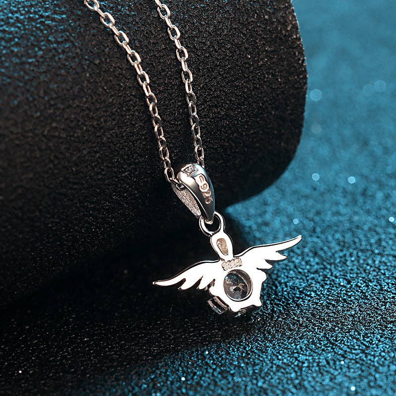 Angel Wing Moissanite Charm Necklace in 925 Sterling Silver Core Perimade & Co. LLC