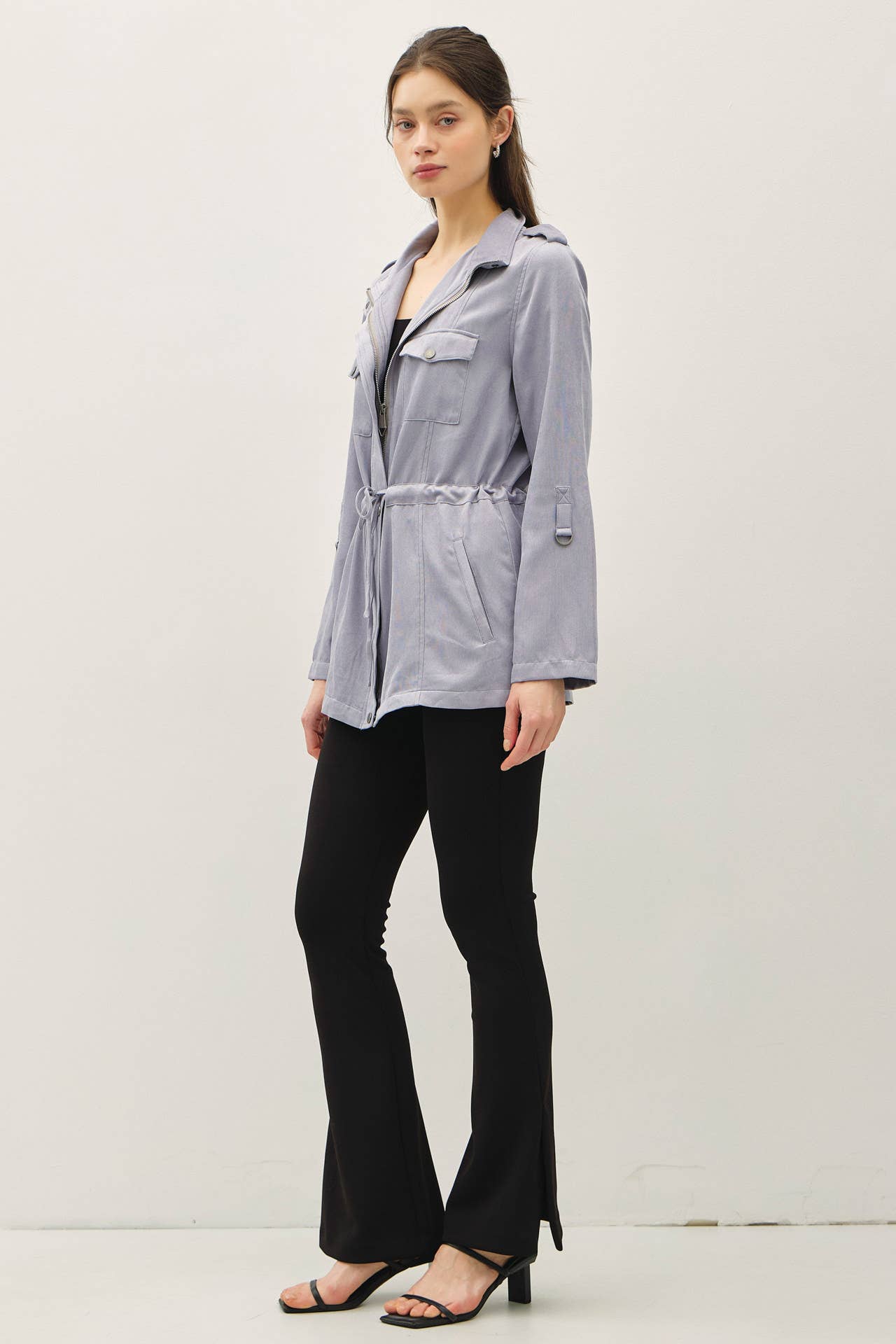 CINCHED WAIST SAFARI CARGO UTILITY JACKET