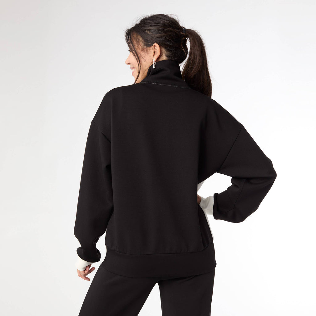 Hilarie Two-Tone Zip Front Sweatshirt