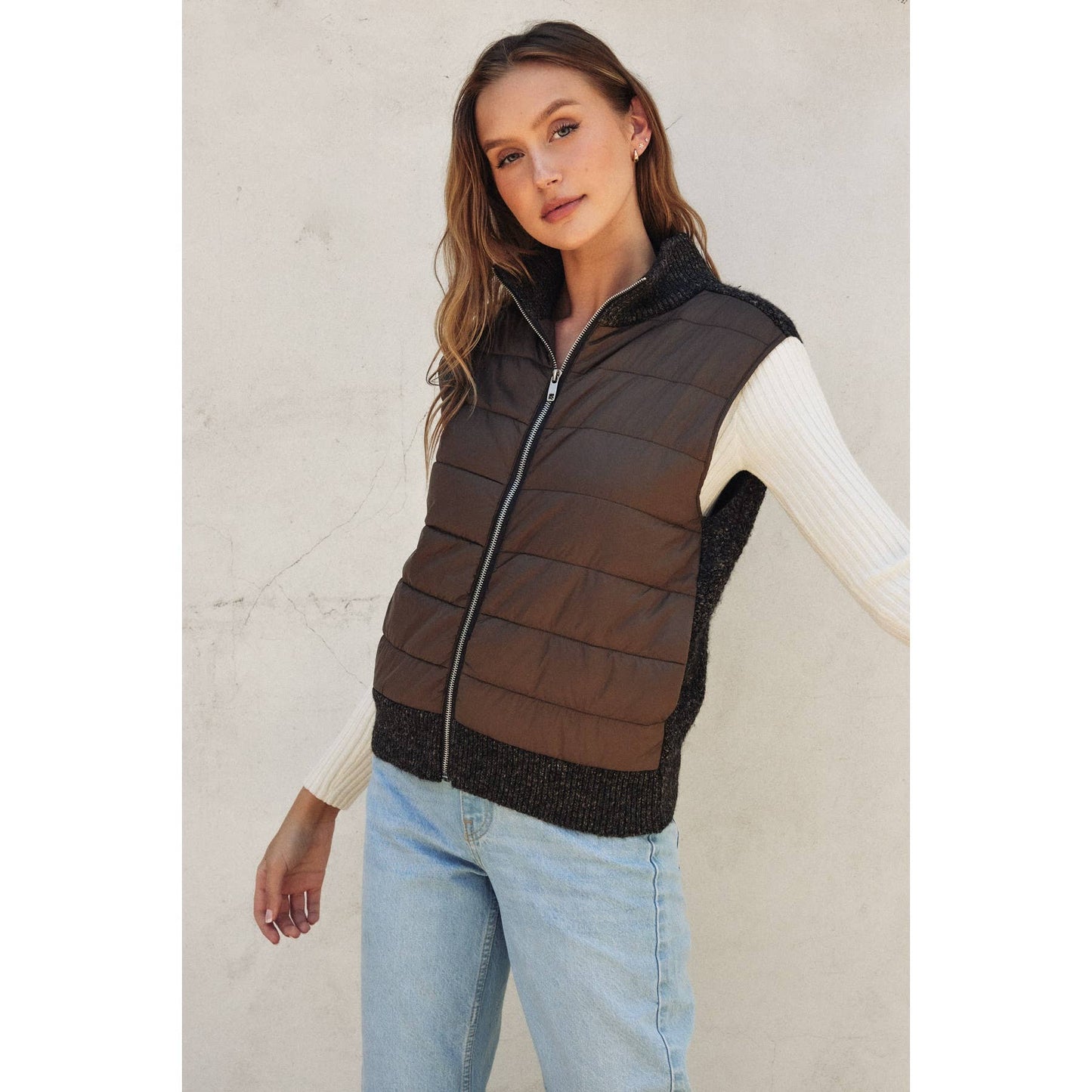 Sherpa and Puff Contrast Vest Fall-Winter Dress Forum