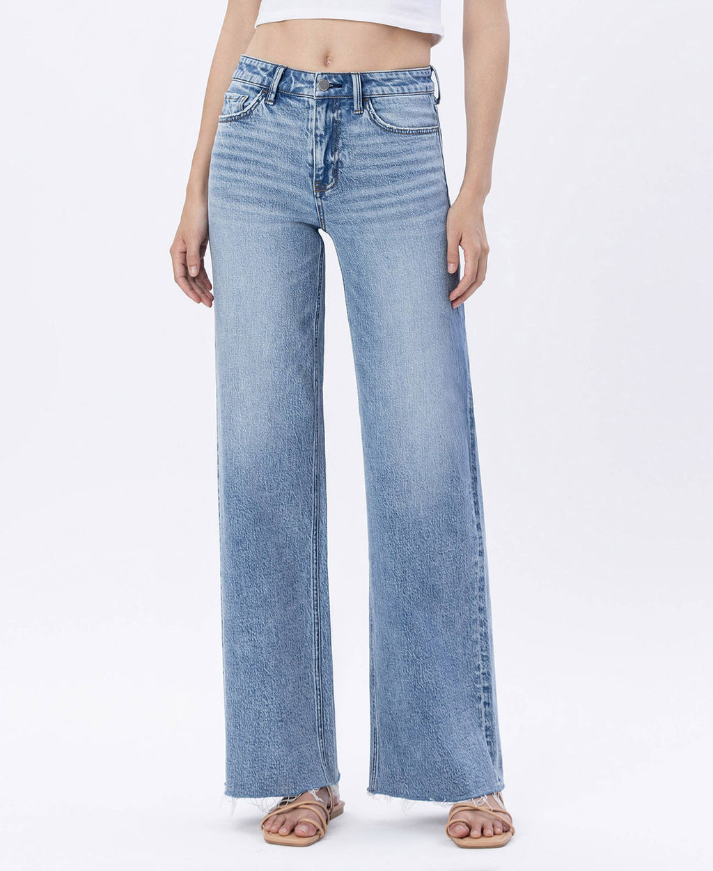 MODERNITY HIGH RISE RAW HEM WIDE JEANS